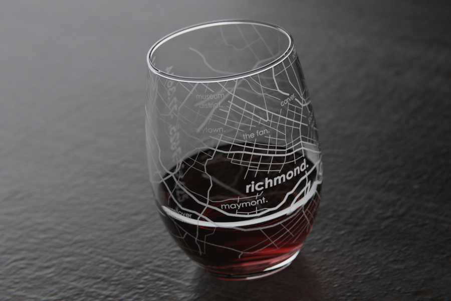 Richmond Map Stemless Wine Glass