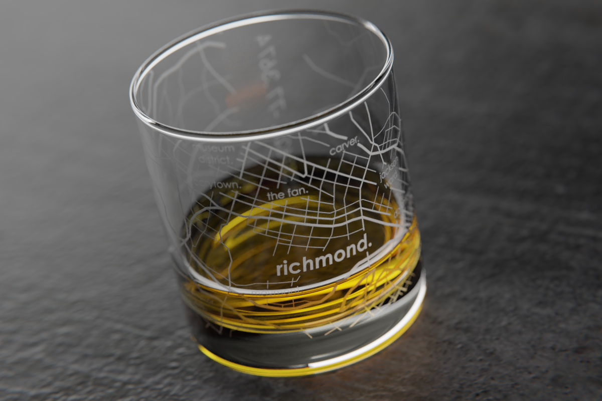 Richmond Map Rocks Glass