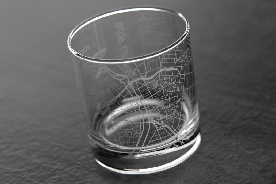 Rochester NY Map Rocks Glass
