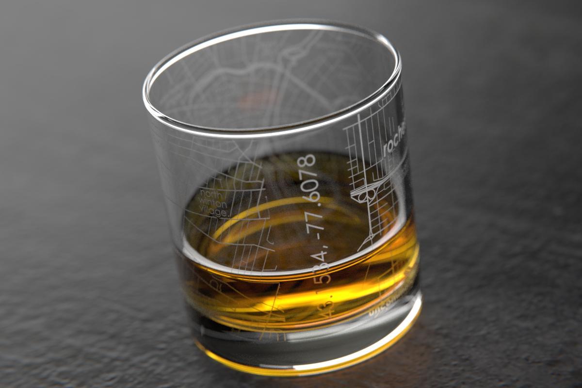 Rochester NY Map Rocks Glass