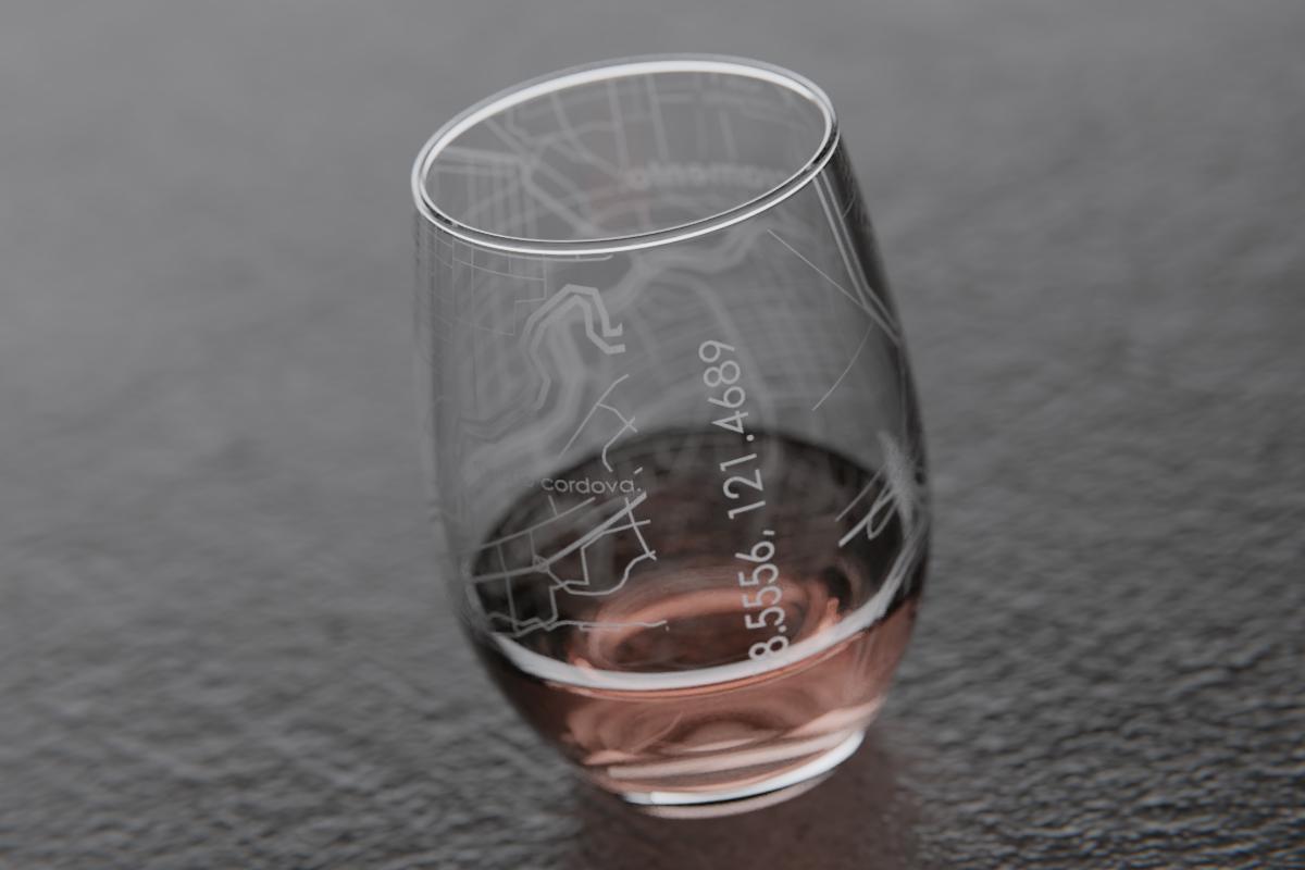 Sacramento CA Map Stemless Wine Glass