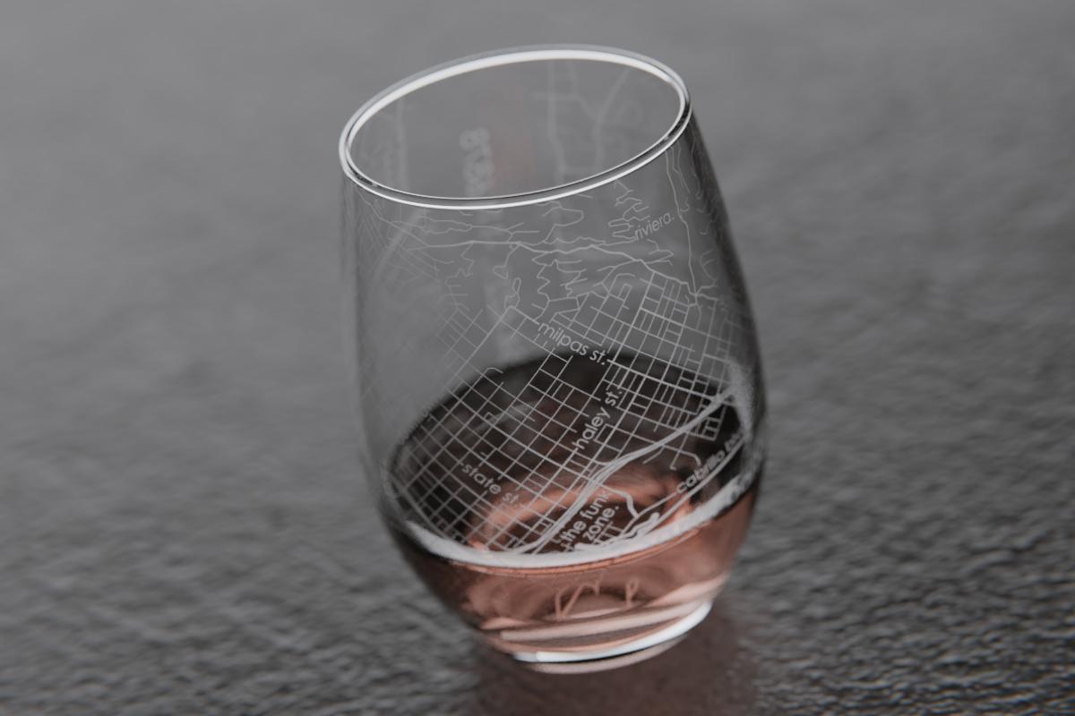Santa Barbara CA Map Stemless Wine Glass