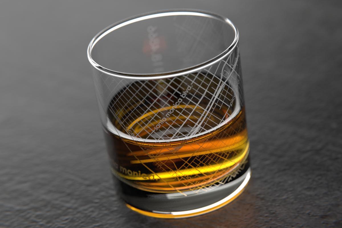 Santa Monica CA Map Rocks Glass