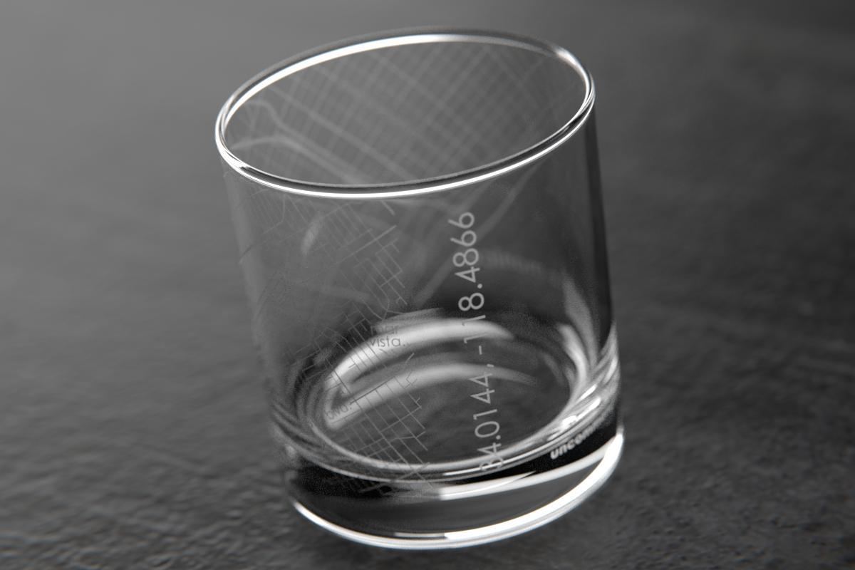 Santa Monica CA Map Rocks Glass