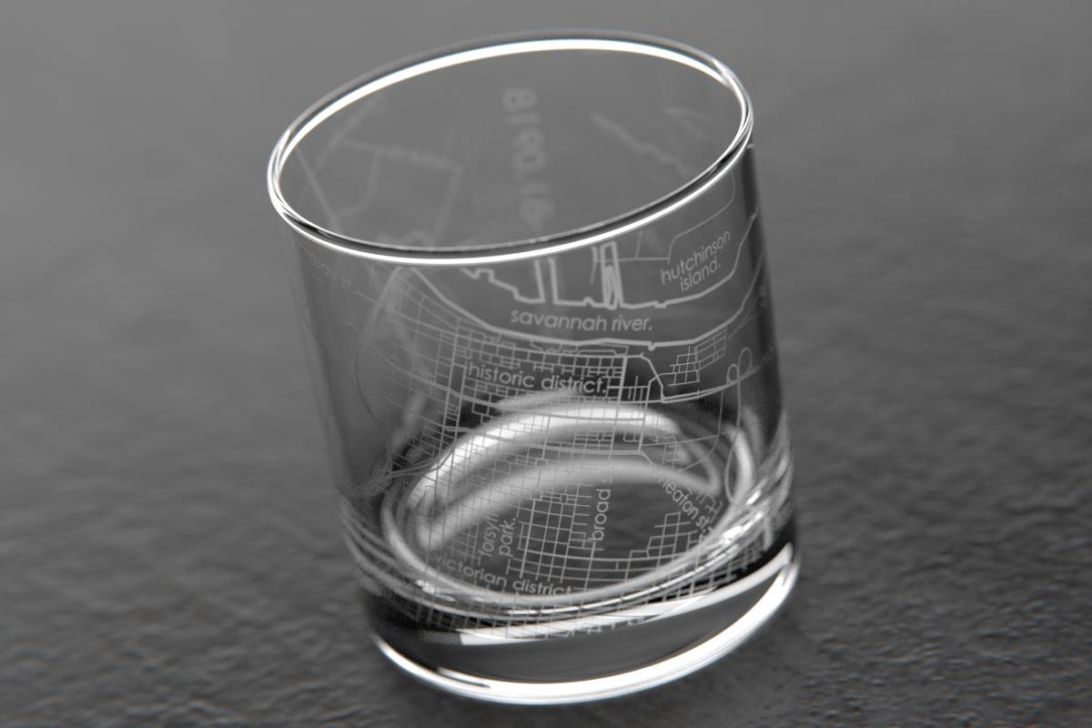 Savannah GA Map Rocks Glass