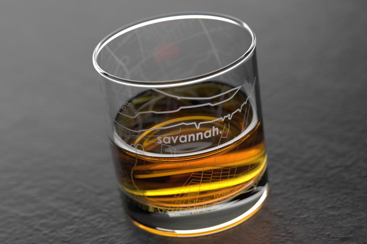 Savannah GA Map Rocks Glass