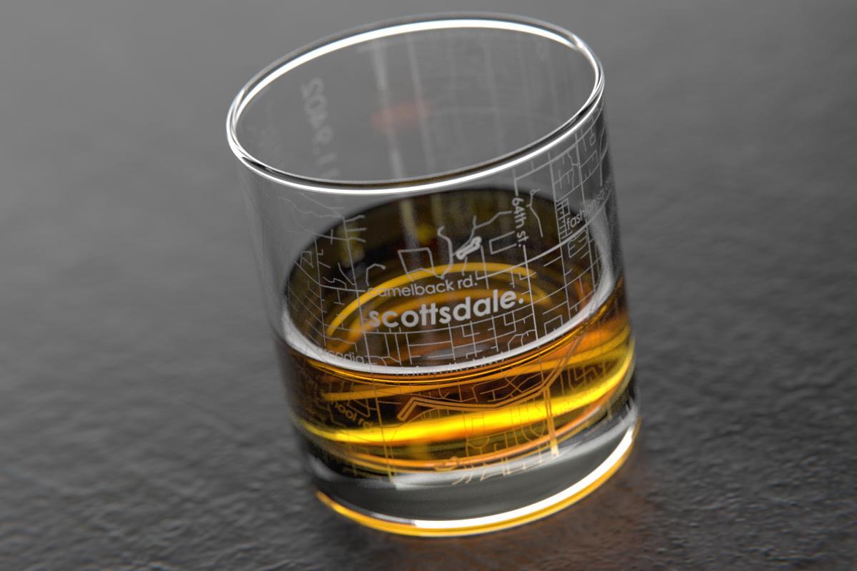 Scottsdale AZ Map Rocks Glass