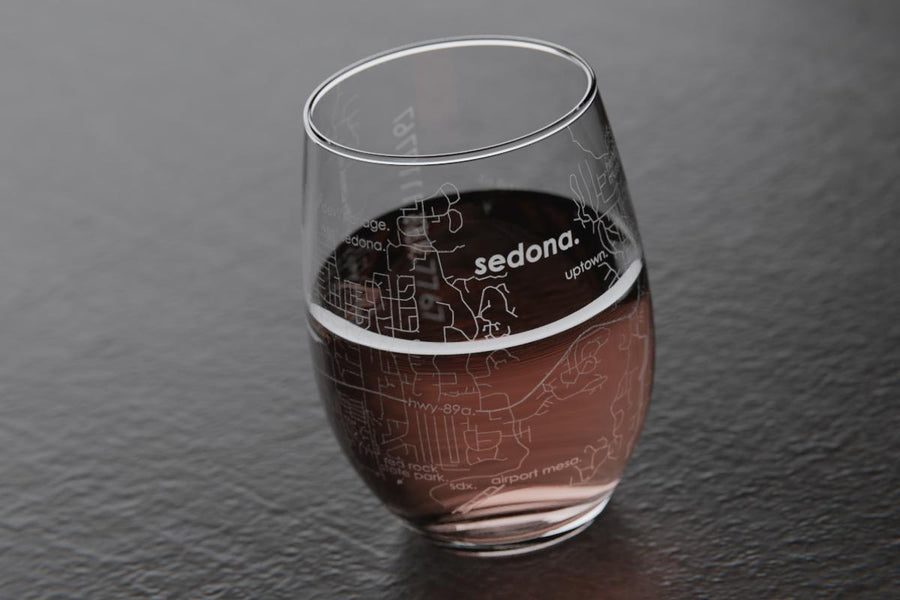 Home Town Map Stemless Wine Glass