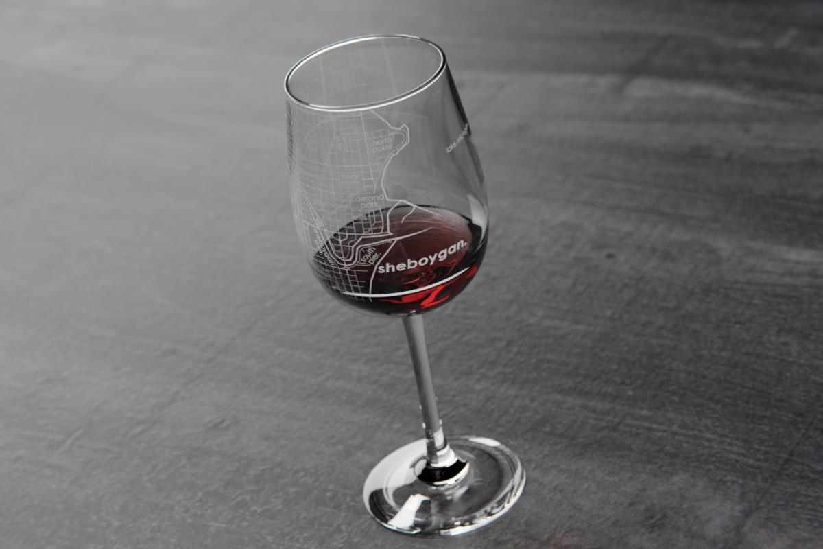 Home Town Map Stemmed Wine Glass