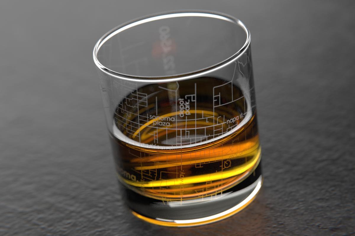 Sonoma CA Map Rocks Glass