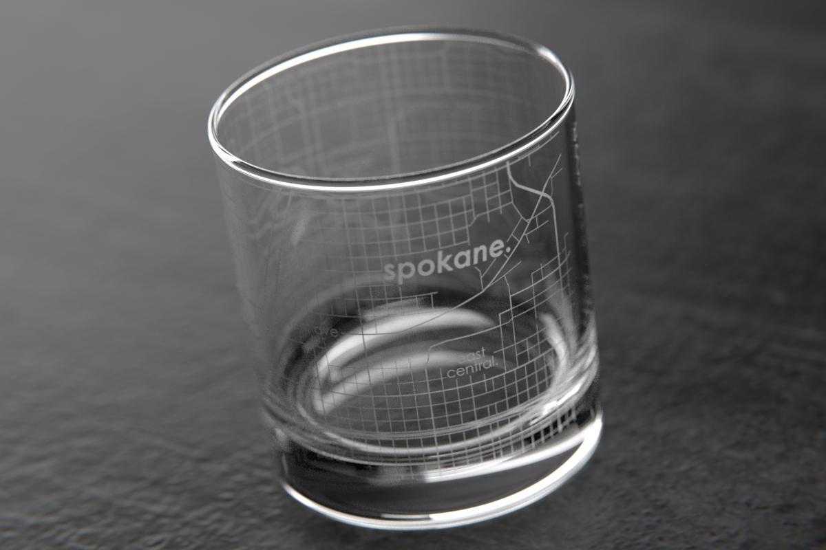 Spokane WA Map Rocks Glass