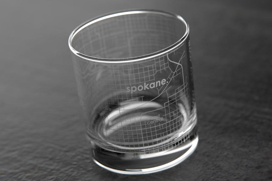 Spokane WA Map Rocks Glass