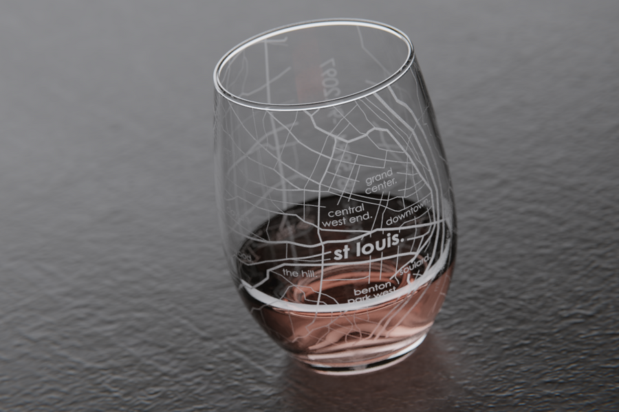 St Louis Map Stemless Wine Glass