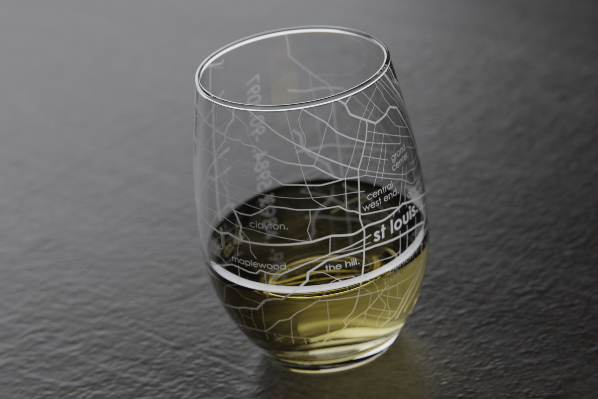 St Louis Map Stemless Wine Glass