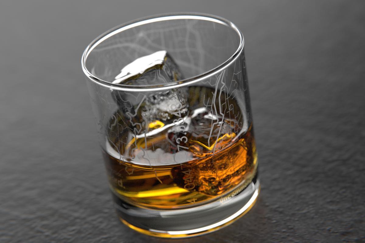 Stamford CT Map Rocks Glass