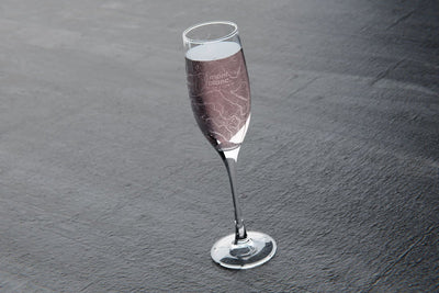 Topography Map Stemmed Champagne Flute Pair