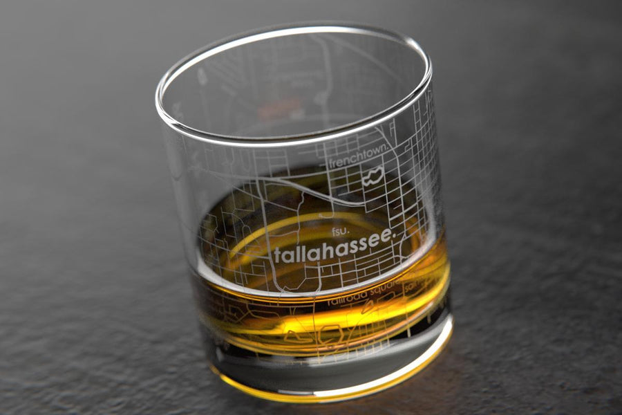 Tallahassee FL Map Rocks Glass