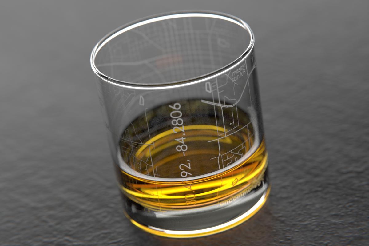 Tallahassee FL Map Rocks Glass