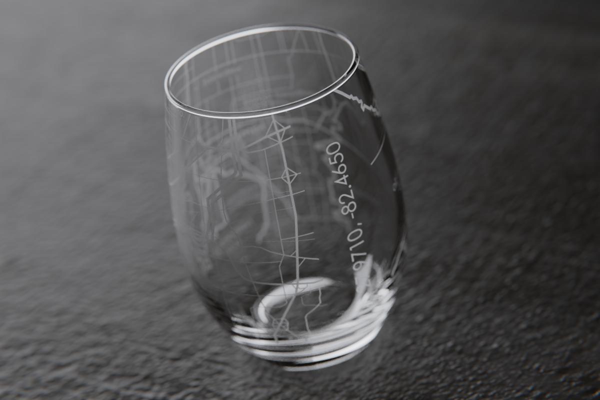 Tampa FL Map Stemless Wine Glass