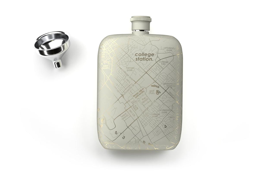 College Town Map Pocket Flask
