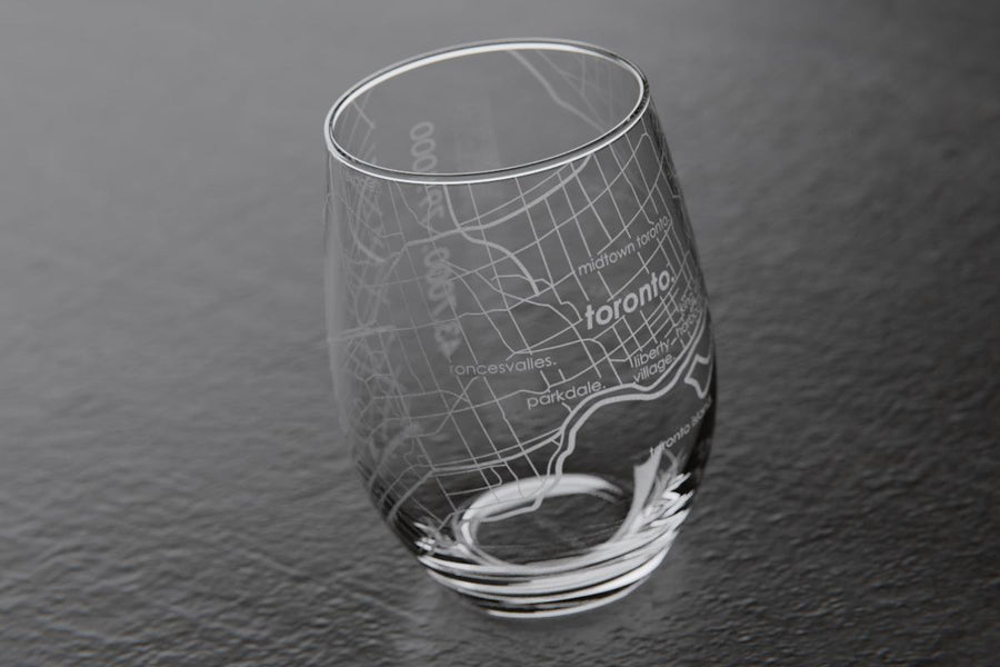 Toronto Canada Map Stemless Wine Glass