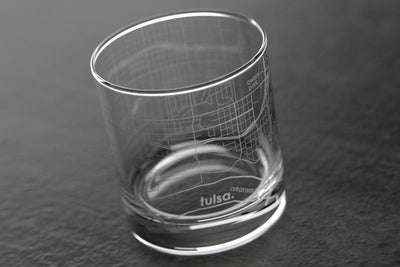 Tulsa OK Map Rocks Glass