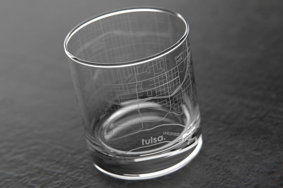 Tulsa OK Map Rocks Glass