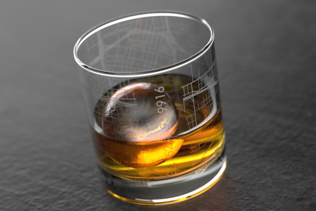 Tulsa OK Map Rocks Glass