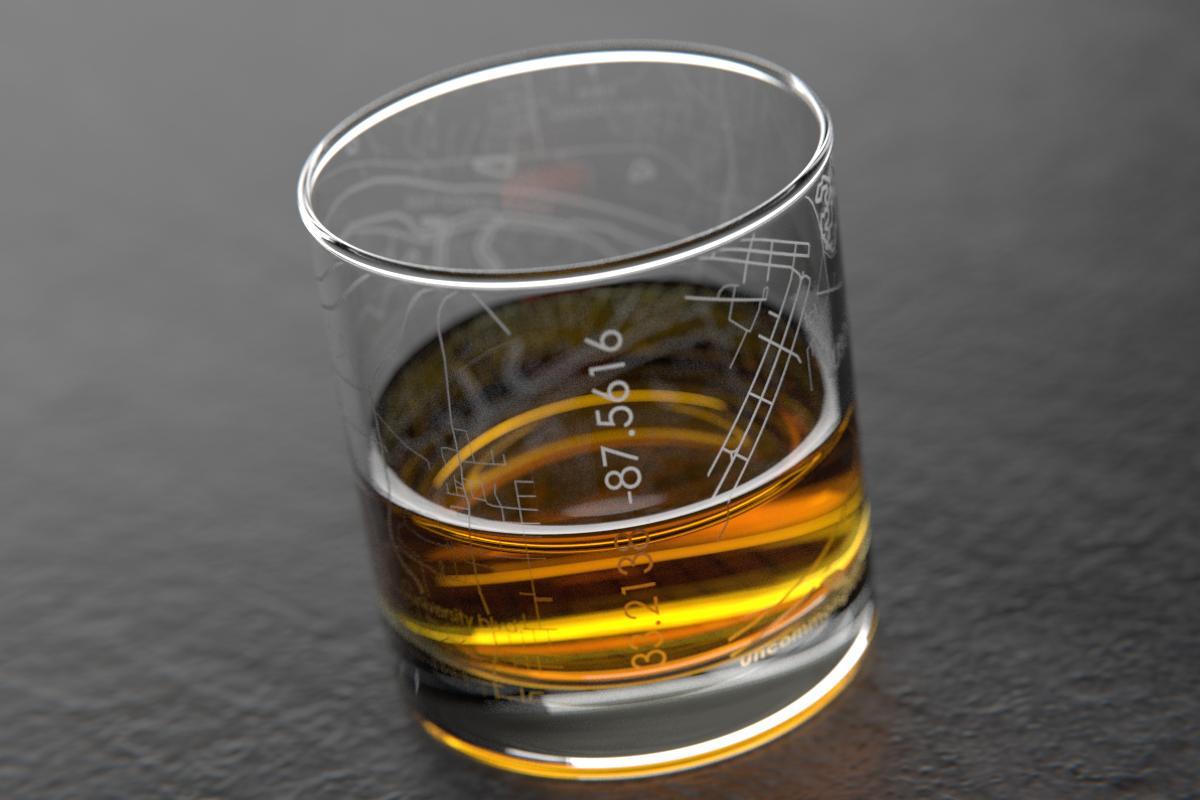 Tuscaloosa AL Map Rocks Glass