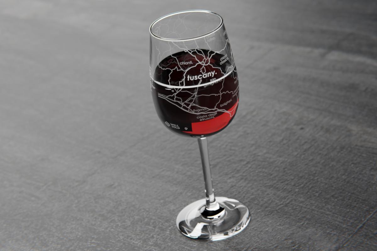 Tuscany Region Map Stemmed Wine Glass