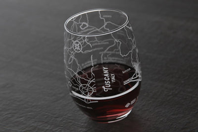 Tuscany Region Map Stemless Wine Glass