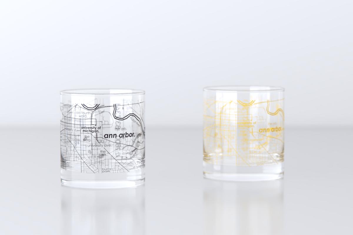 College Town Map Drinkware - Rocks Pair - Printed Color Series