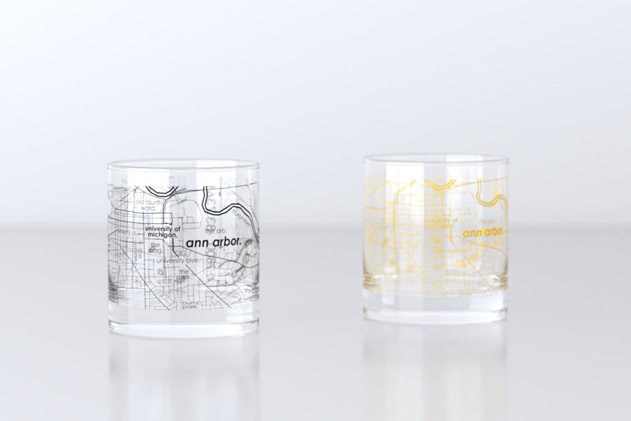 College Town Map Drinkware - Rocks Pair - Printed Color Series
