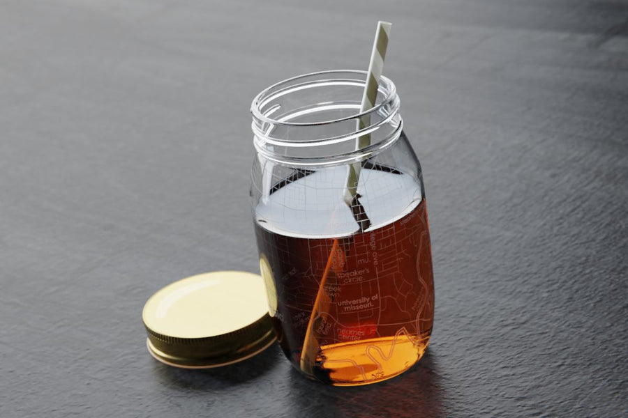 College Town Map Etched Mason Jar