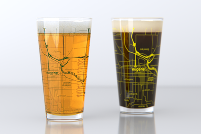 College Town Map Drinkware - Pint Pair - Printed Color Series