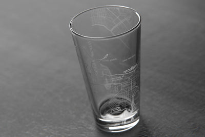 College Town Map Etched Pint Glass