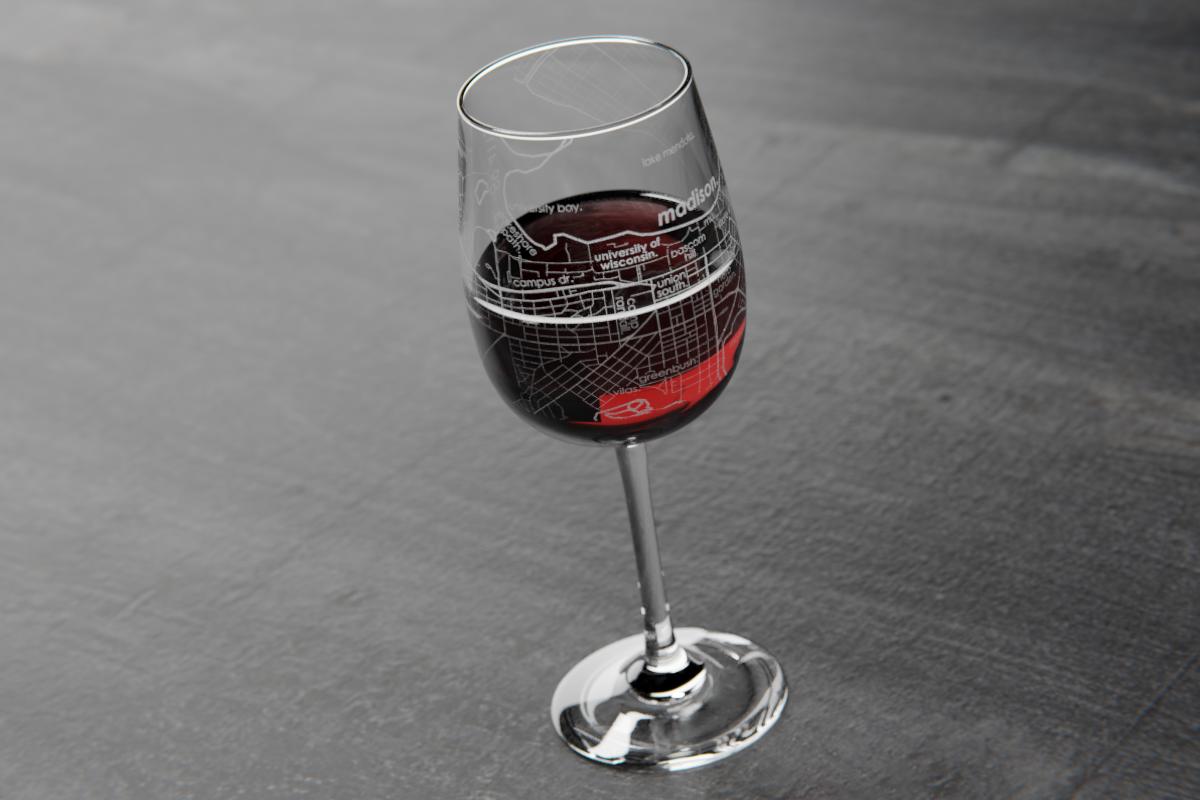 College Town Map Stemmed Wine Glass