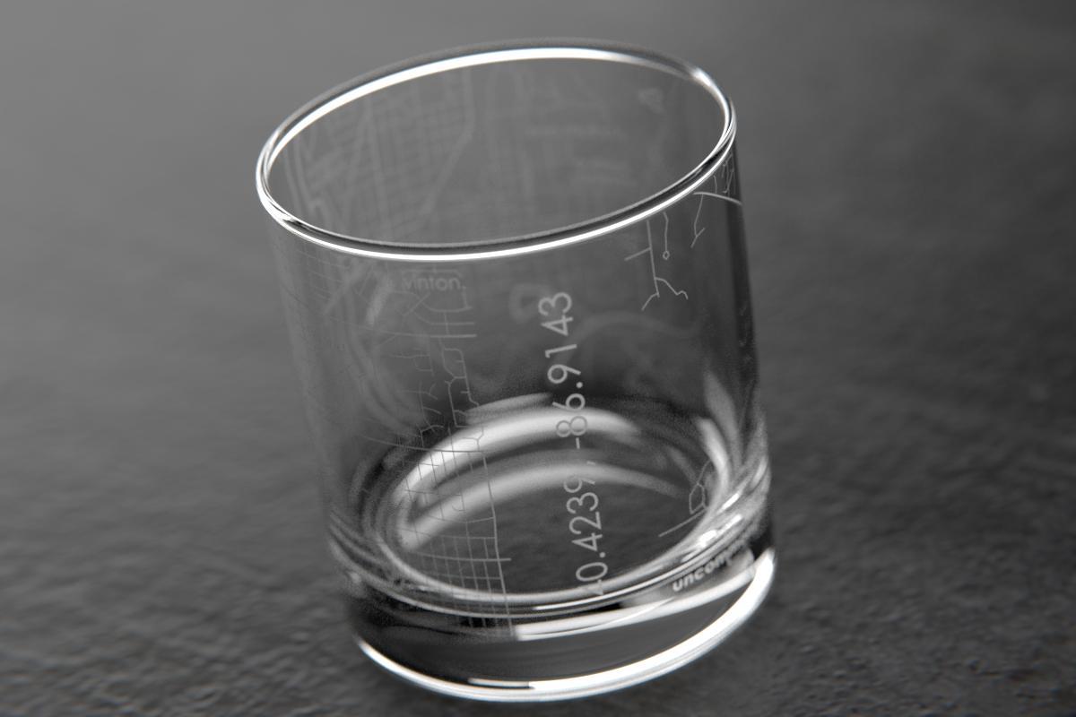 West Lafayette IN Map Rocks Glass