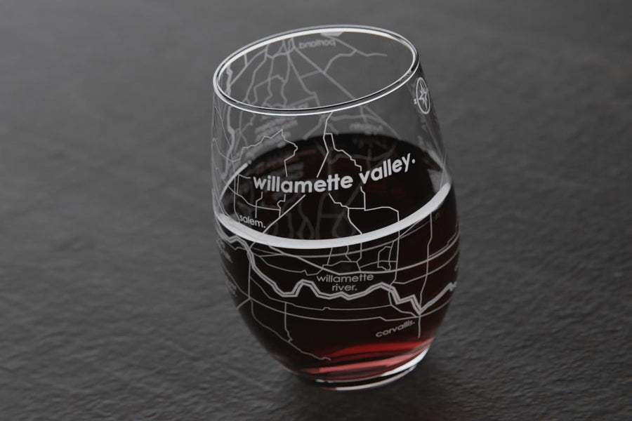Willamette Valley Region Map Stemless Wine Glass