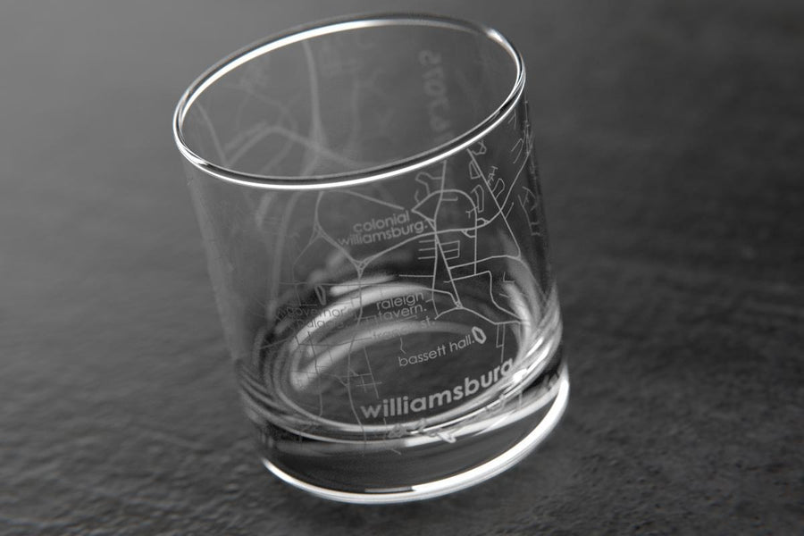 Williamsburg VA Map Rocks Glass