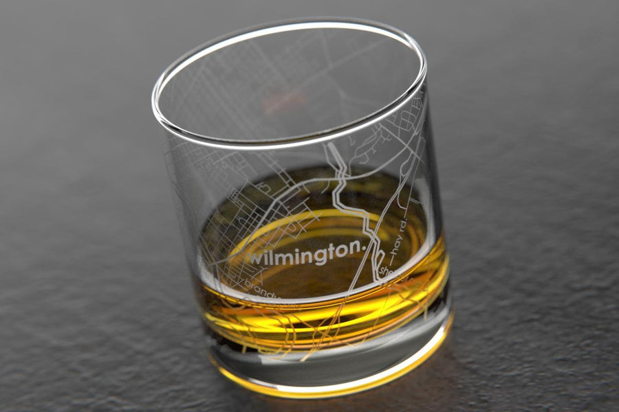 Wilmington DE Map Rocks Glass