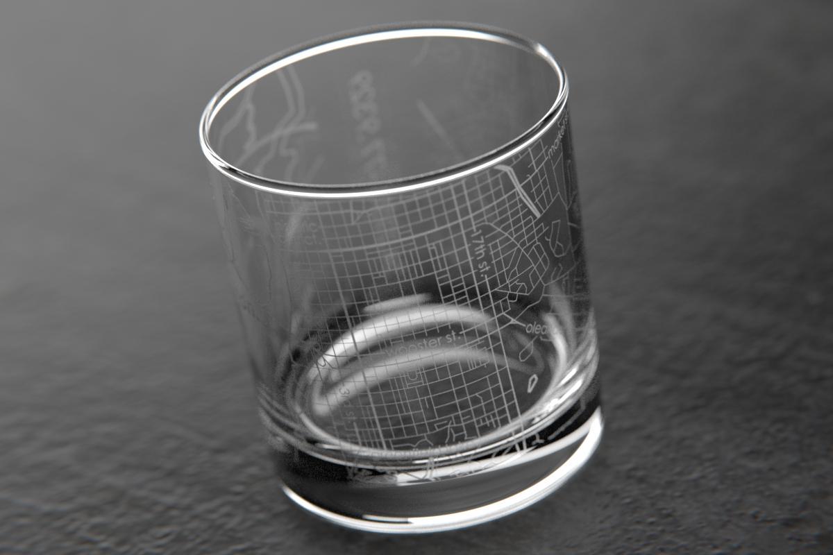 Wilmington NC Map Rocks Glass