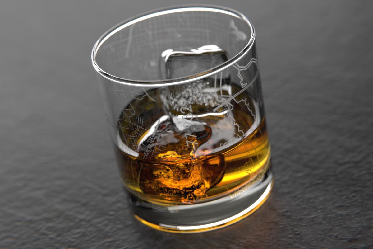 Wilmington NC Map Rocks Glass