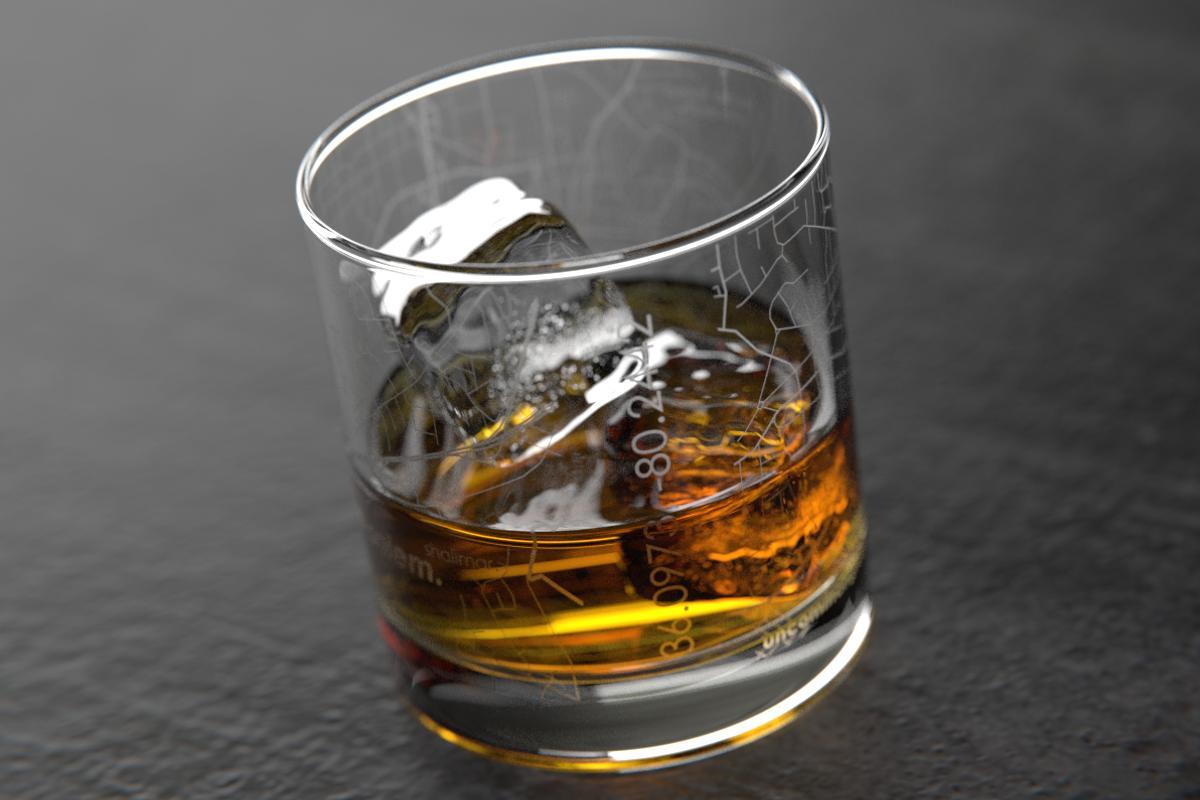 Winston-Salem NC Map Rocks Glass