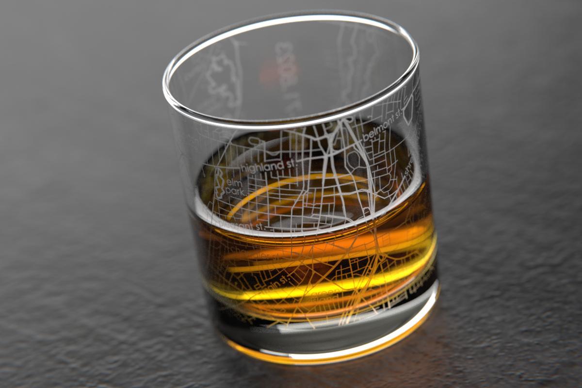 Worcester MA Map Rocks Glass