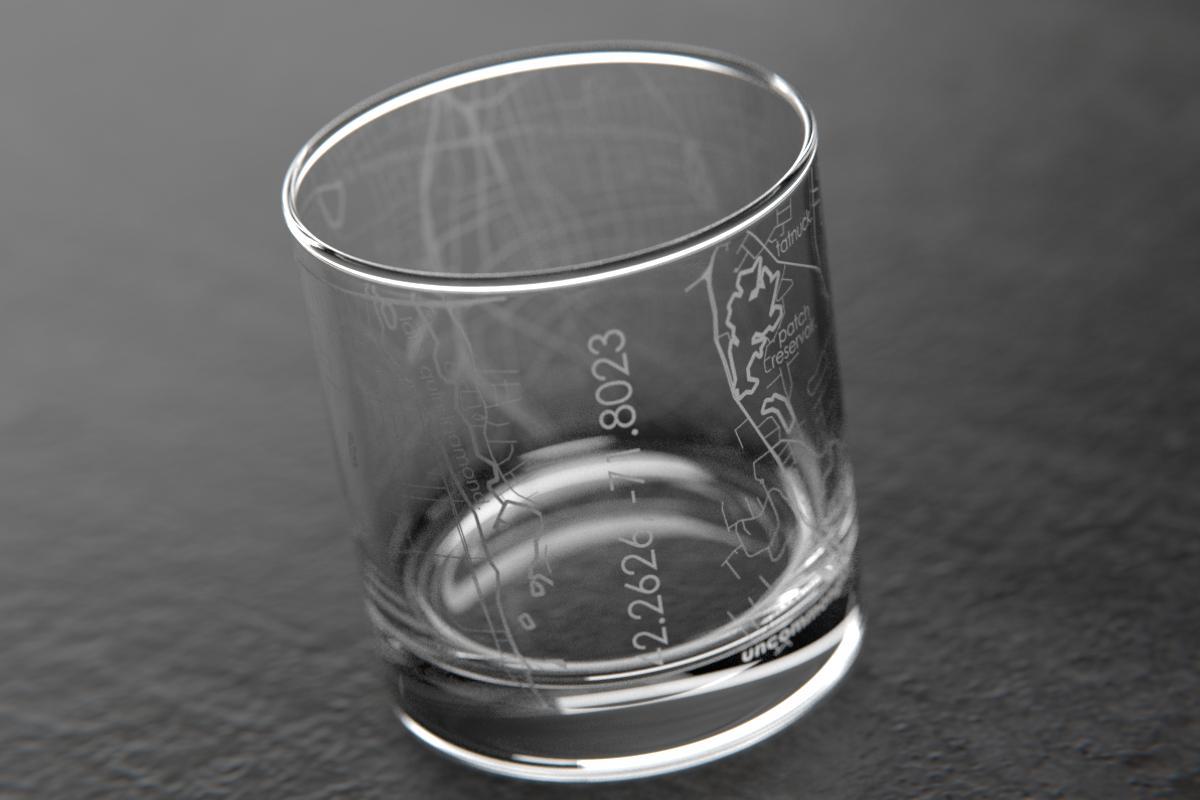 Worcester MA Map Rocks Glass