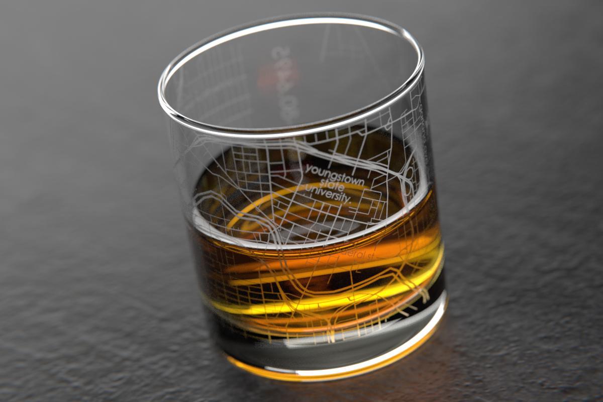 Youngstown OH Map Rocks Glass